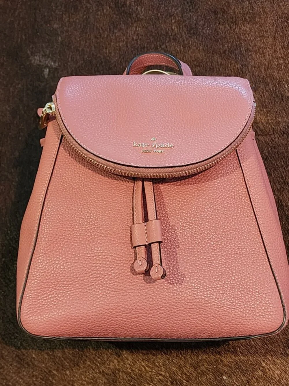 Kate Spade Leila Medium Flap Pebbled Leather Backpack Pink